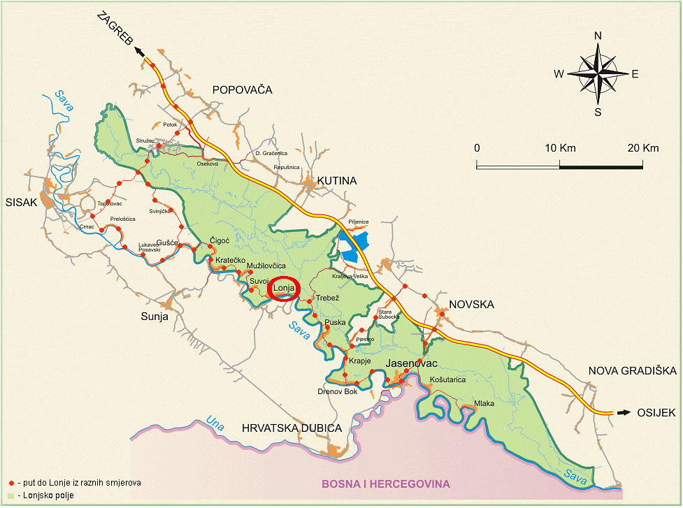 lonjsko polje karta Etno selo Stara Lonja » KAKO DO NAS ? lonjsko polje karta